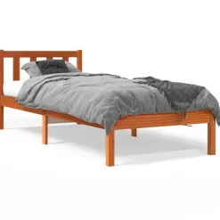 vidaXL Cadre de lit sans matelas cire marron 75x190 cm bois pin massif