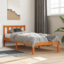 vidaXL Cadre de lit sans matelas cire marron 75x190 cm bois pin massif
