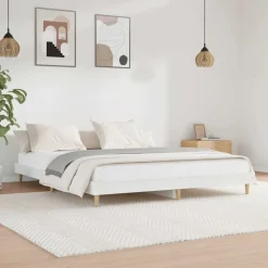 vidaXL Cadre de lit sans matelas blanc brillant 200x200 cm