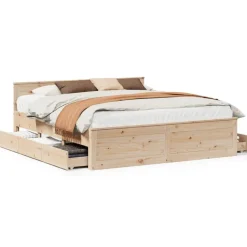 vidaXL Cadre de lit sans matelas avec tête de lit 200x200 cm bois pin
