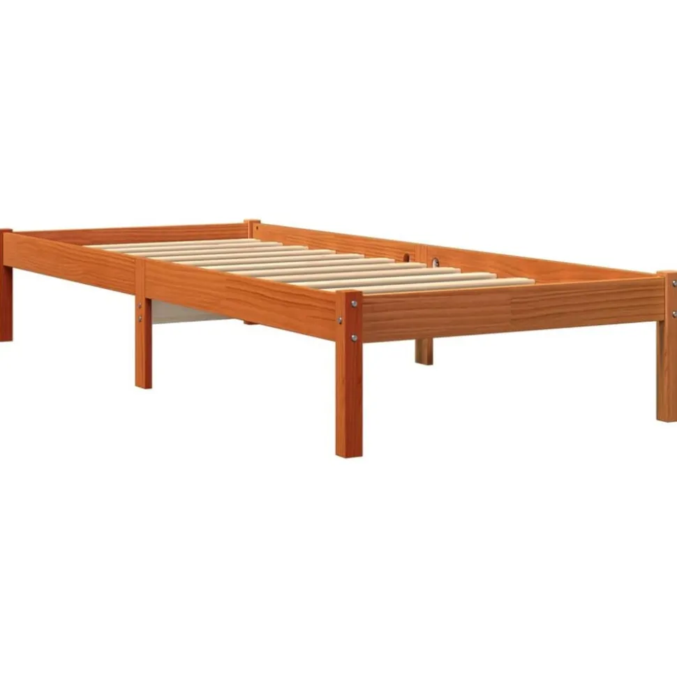vidaXL Cadre de lit sans matelas cire marron 75x190 cm bois pin massif