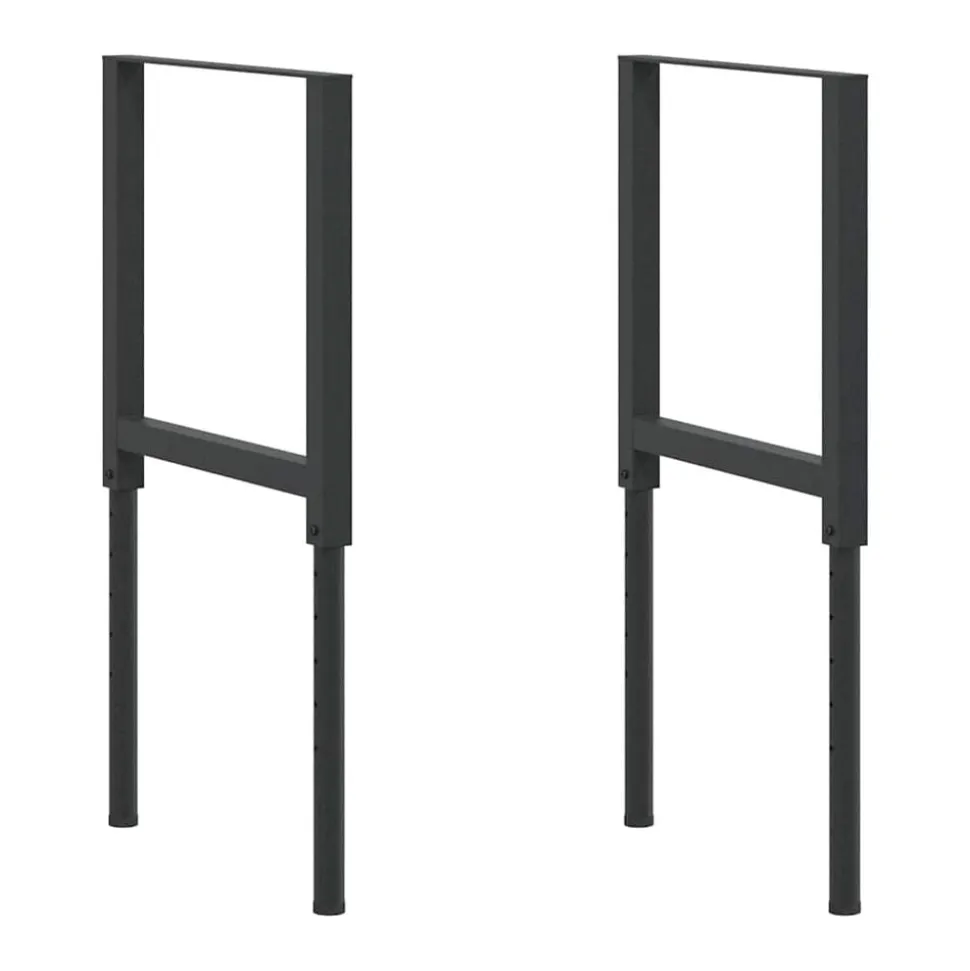 vidaXL Cadres d'établi réglables 2 pcs Métal 55x(69-95,5) cm Noir