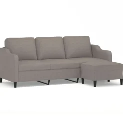 vidaXL Canapé à 3 places avec repose-pieds Taupe 180 cm Tissu