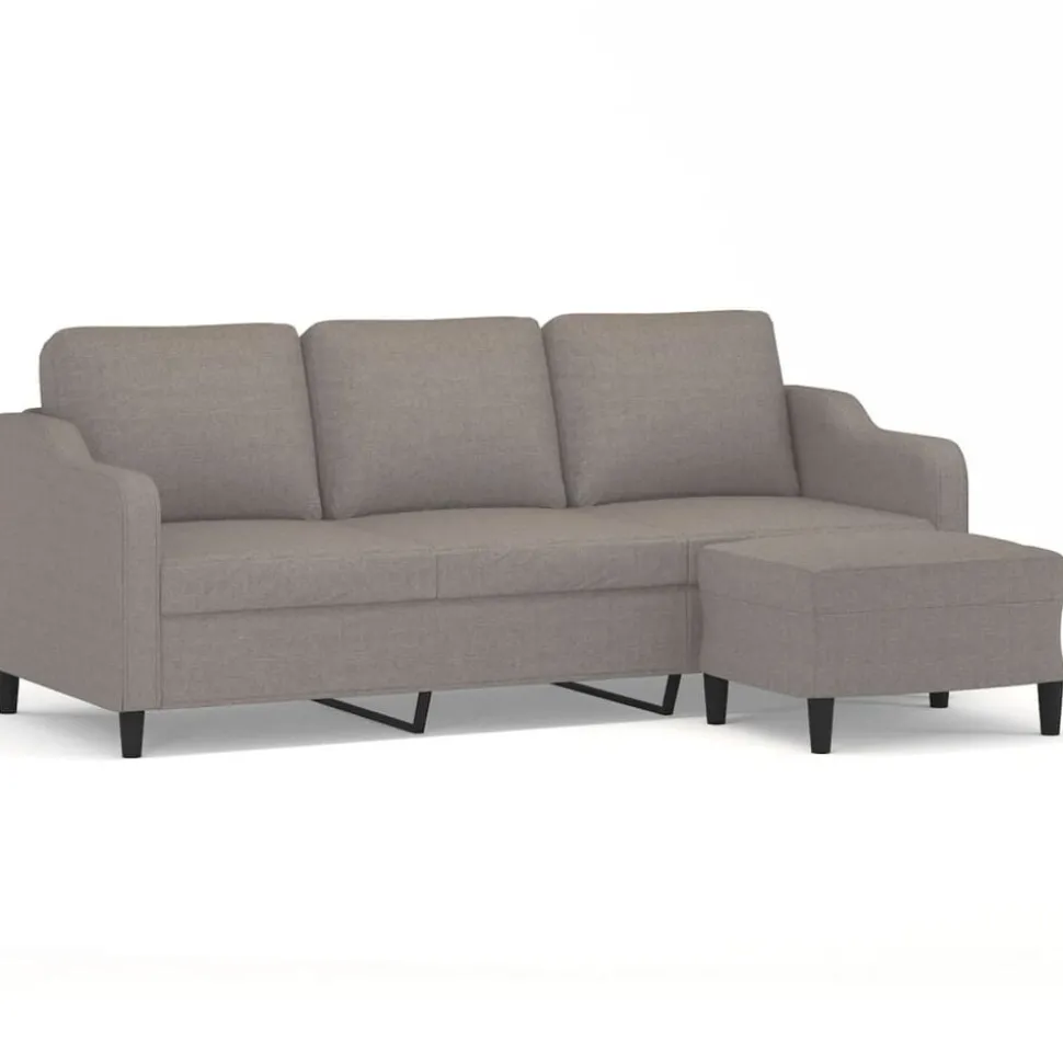 vidaXL Canapé à 3 places avec repose-pieds Taupe 180 cm Tissu