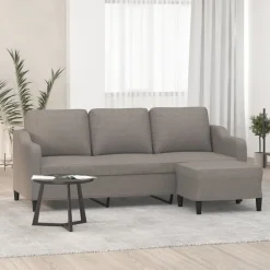 vidaXL Canapé à 3 places avec repose-pieds Taupe 180 cm Tissu