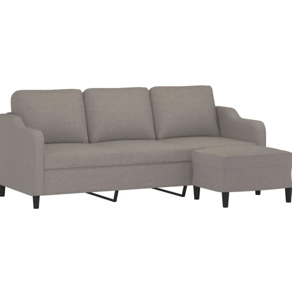 vidaXL Canapé à 3 places avec repose-pieds Taupe 180 cm Tissu