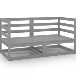 vidaXL Canapé à 2 places de jardin Gris Bois de pin solide