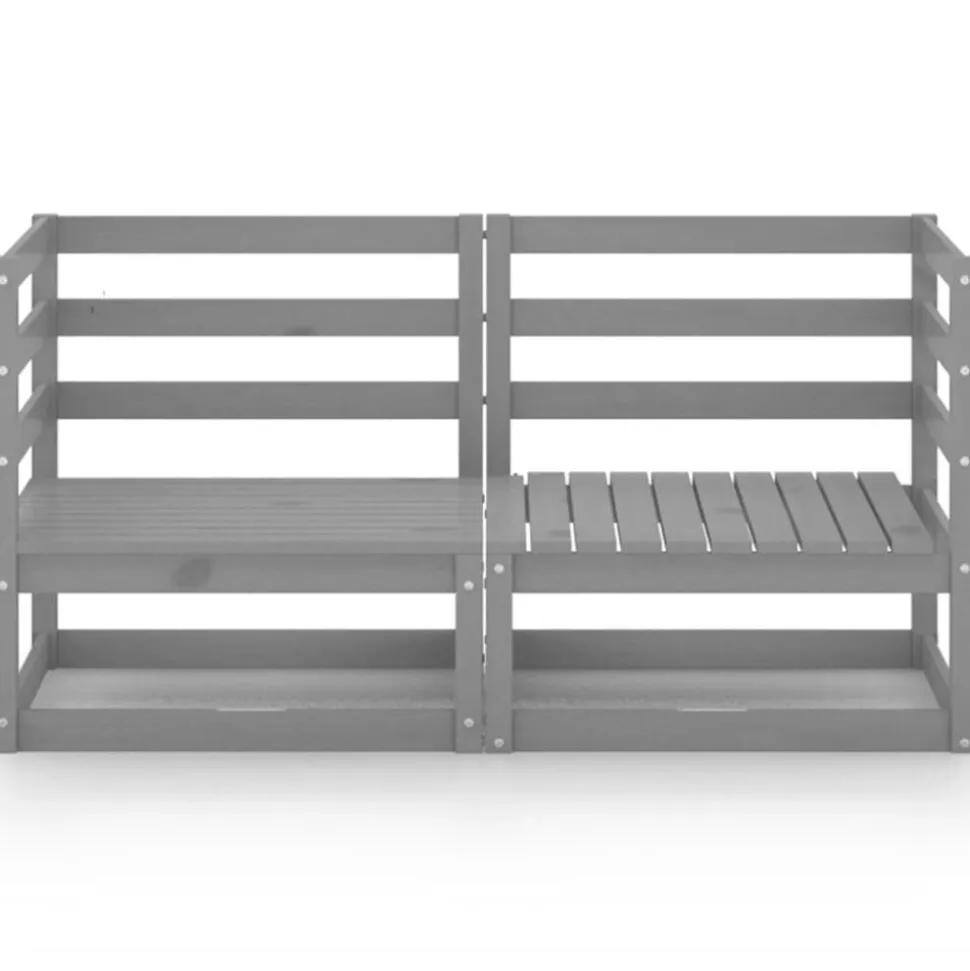 vidaXL Canapé à 2 places de jardin Gris Bois de pin solide
