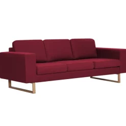 vidaXL Canapé à 3 places tissu rouge bordeaux