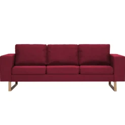 vidaXL Canapé à 3 places tissu rouge bordeaux