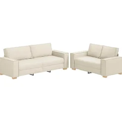 vidaXL Canapé 2 pcs Beige 220 x 80 x 84 cm Tissu en lin mélangé