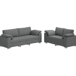 vidaXL Canapé 2 pcs Gris foncé 219 x 80 x 82 cm tissu