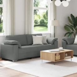 vidaXL Canapé 2 pcs Gris foncé 219 x 80 x 82 cm tissu