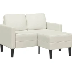 vidaXL Canapé 2 places avec méridienne en L crème 125 cm velours