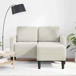 vidaXL Canapé 2 places avec méridienne en L crème 125 cm velours