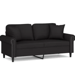 vidaXL Canapé 2 places avec oreillers décoratifs noir 140 cm velours