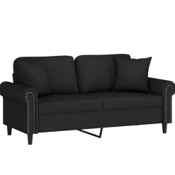 vidaXL Canapé 2 places avec oreillers décoratifs noir 140 cm velours
