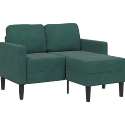 vidaXL Canapé 2 places avec méridienne en L vert foncé 125 cm velours