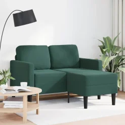 vidaXL Canapé 2 places avec méridienne en L vert foncé 125 cm velours