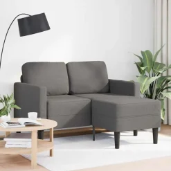 vidaXL Canapé 2 places avec méridienne en L gris clair 125 cm lin