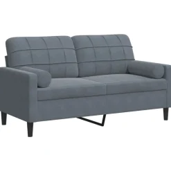 vidaXL Canapé 2 places avec oreillers gris foncé 140 cm velours