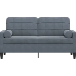 vidaXL Canapé 2 places avec oreillers gris foncé 140 cm velours