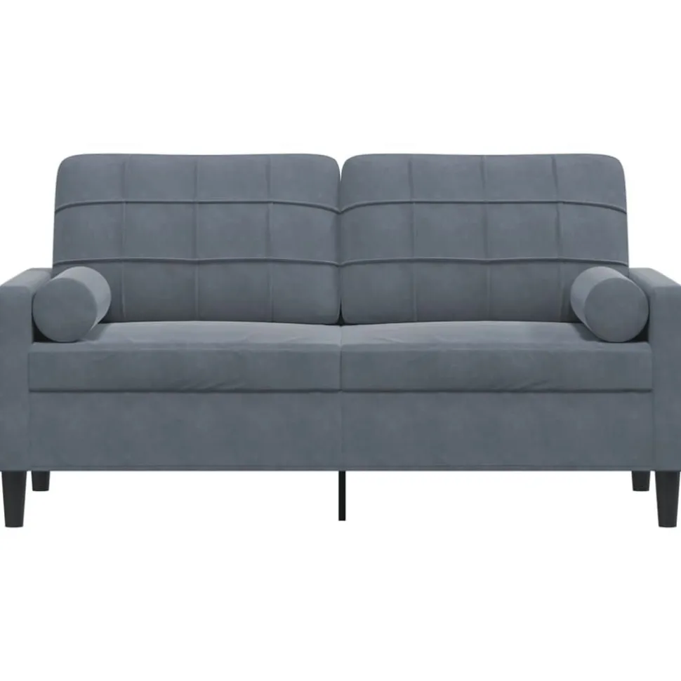 vidaXL Canapé 2 places avec oreillers gris foncé 140 cm velours