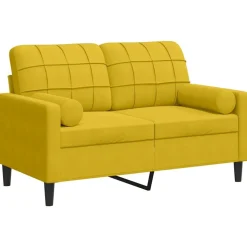 vidaXL Canapé 2 places avec oreillers décoratifs jaune 120 cm velours