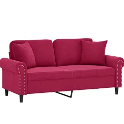 vidaXL Canapé 2 places avec oreillers bordeaux 140 cm velours