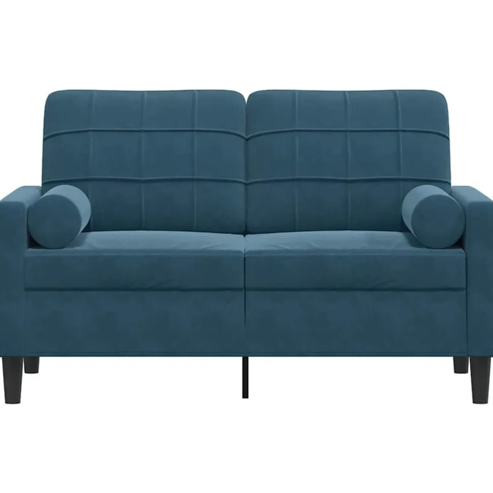 vidaXL Canapé 2 places avec oreillers décoratifs bleu 120 cm velours