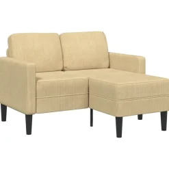 vidaXL Canapé 2 places avec méridienne en L gris-vert 125 cm lin