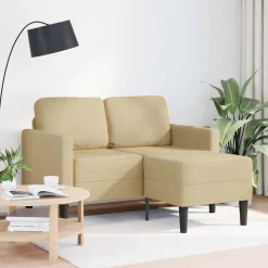 vidaXL Canapé 2 places avec méridienne en L gris-vert 125 cm lin