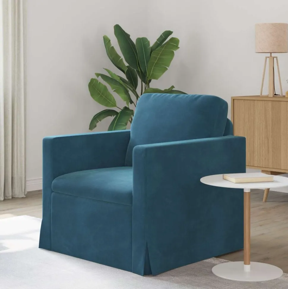 vidaXL Canapé Bleu 78 x 78 x 80 cm Velours