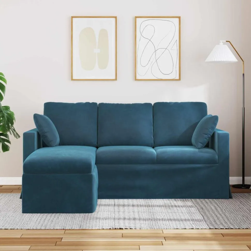 vidaXL Canapé Bleu 178 x 134 x 80 cm Velours