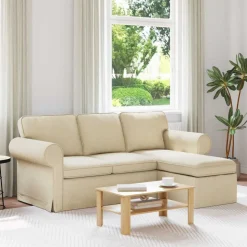 vidaXL Canapé Crème 195 x 138 x 80 cm tissu