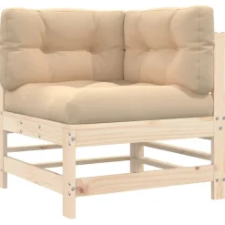 vidaXL Canapé d'angle avec coussins bois de pin solide