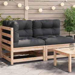 vidaXL Canapé de jardin avec coussins 2 places bois de pin massif