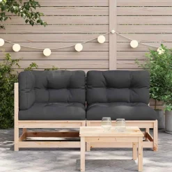 vidaXL Canapé de jardin avec coussins 2 places bois de pin massif