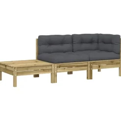 vidaXL Canapé de jardin avec coussins et repose-pied bois pin imprégné