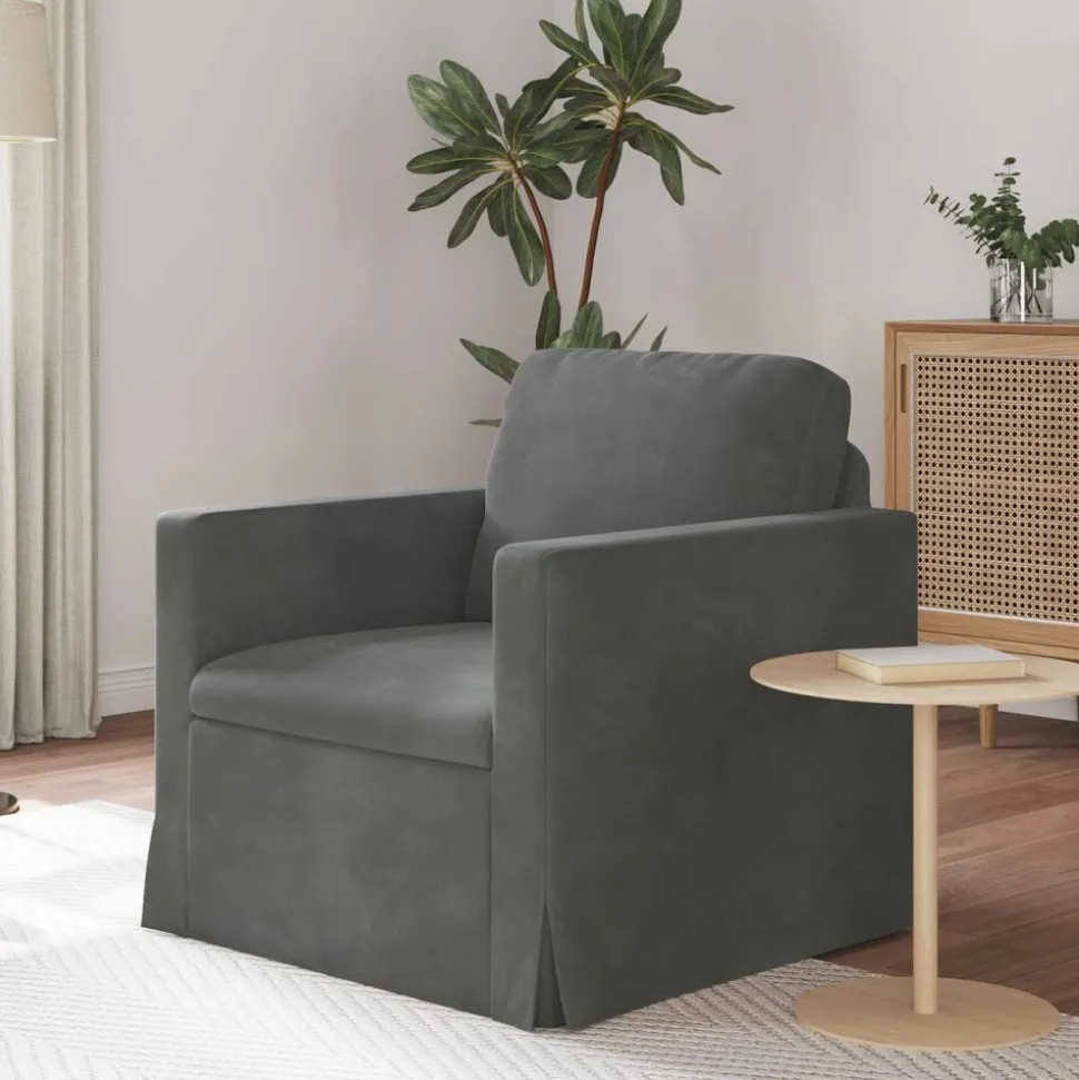 vidaXL Canapé Gris foncé 78 x 78 x 80 cm Velours