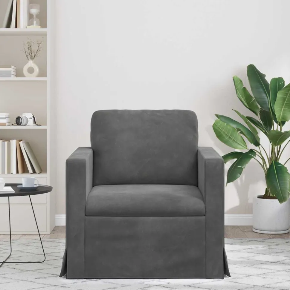 vidaXL Canapé Gris foncé 78 x 78 x 80 cm Velours
