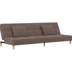vidaXL Canapé-lit à 2 places avec deux oreillers taupe tissu