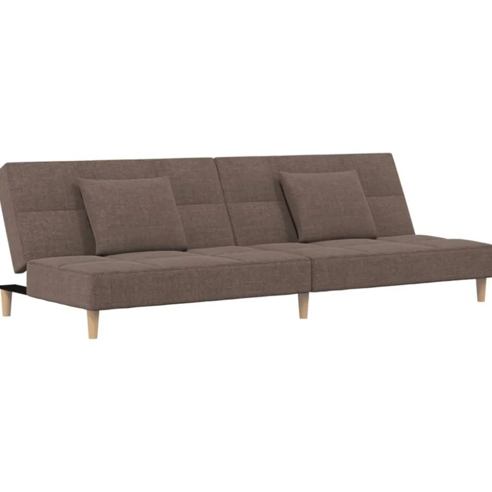 vidaXL Canapé-lit à 2 places avec deux oreillers taupe tissu