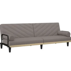 vidaXL Canapé-lit avec accoudoirs taupe tissu