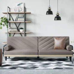 vidaXL Canapé-lit avec accoudoirs taupe tissu