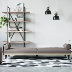 vidaXL Canapé-lit avec accoudoirs taupe tissu