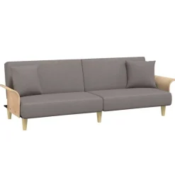 vidaXL Canapé-lit avec accoudoirs taupe tissu