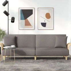 vidaXL Canapé-lit avec accoudoirs taupe tissu
