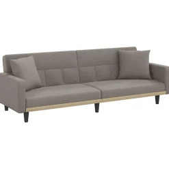 vidaXL Canapé-lit avec coussins taupe tissu
