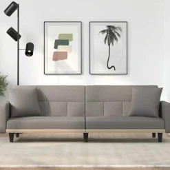vidaXL Canapé-lit avec coussins taupe tissu